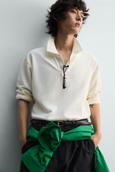 POLO REGULAR FIT STRUCTURÉ EN PIQUÉ - Blanc cassé de Zara - Image 6