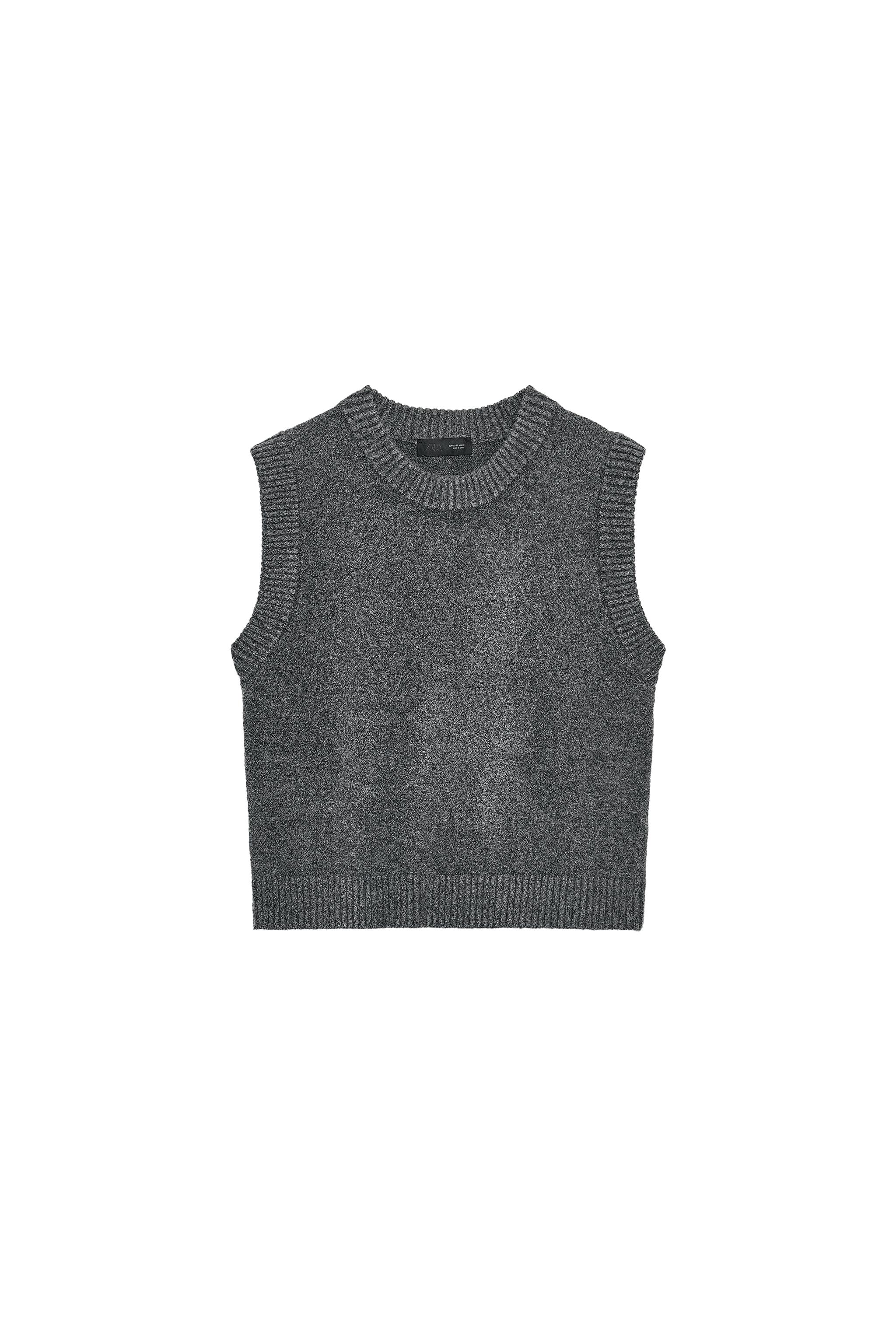 COLETE DE TRICÔ CANELADO - Cinza-médio | ZARA Brasil