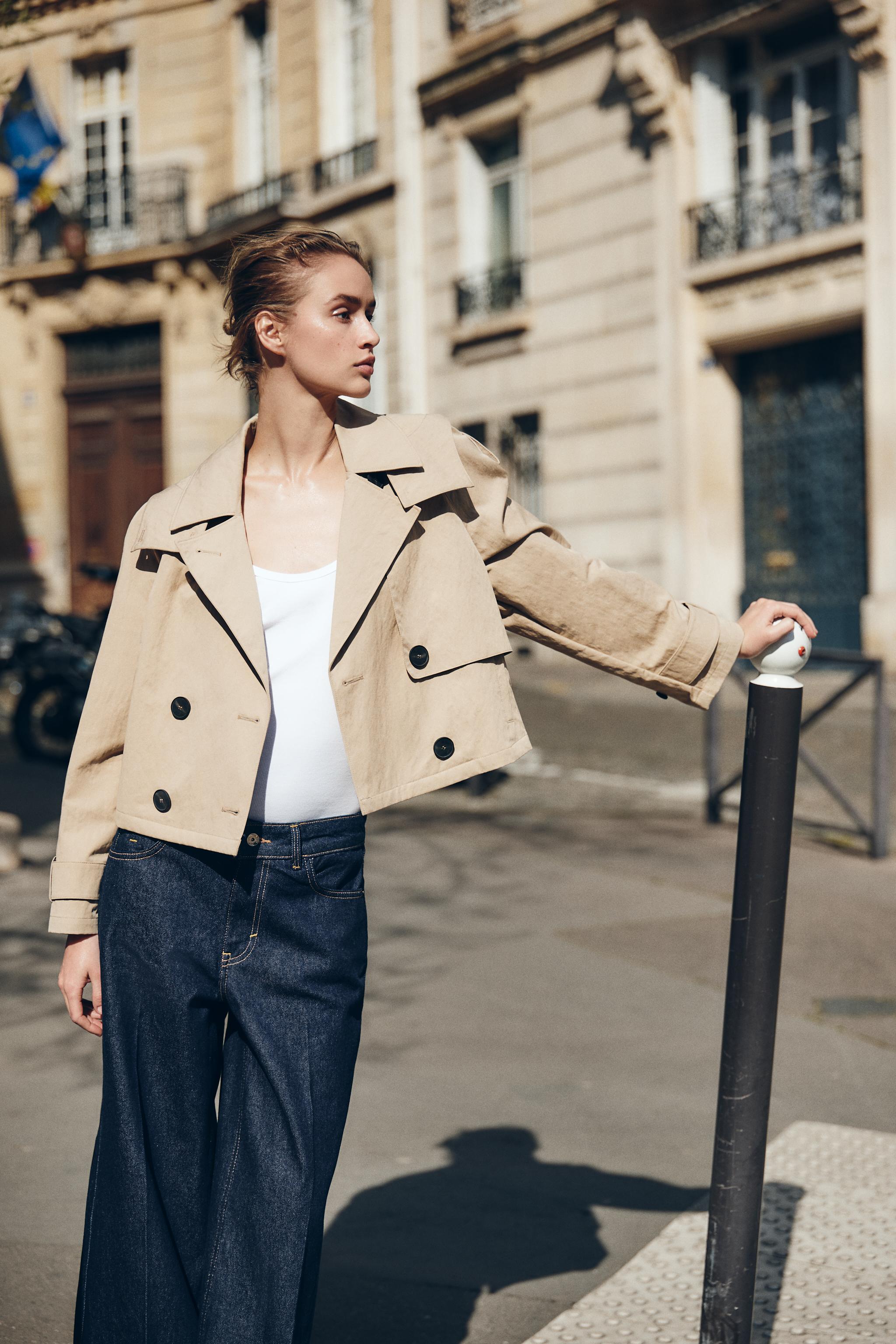 Short Trench Zara Trench Beige SHORT TRENCH COAT WITH DETACHABLE