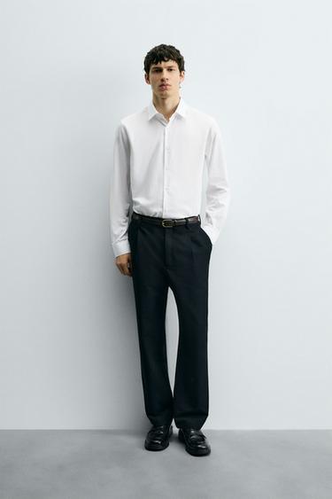 CAMISA SLIM FIT ESTRUCTURA - Blanco de Zara - Imagen 0