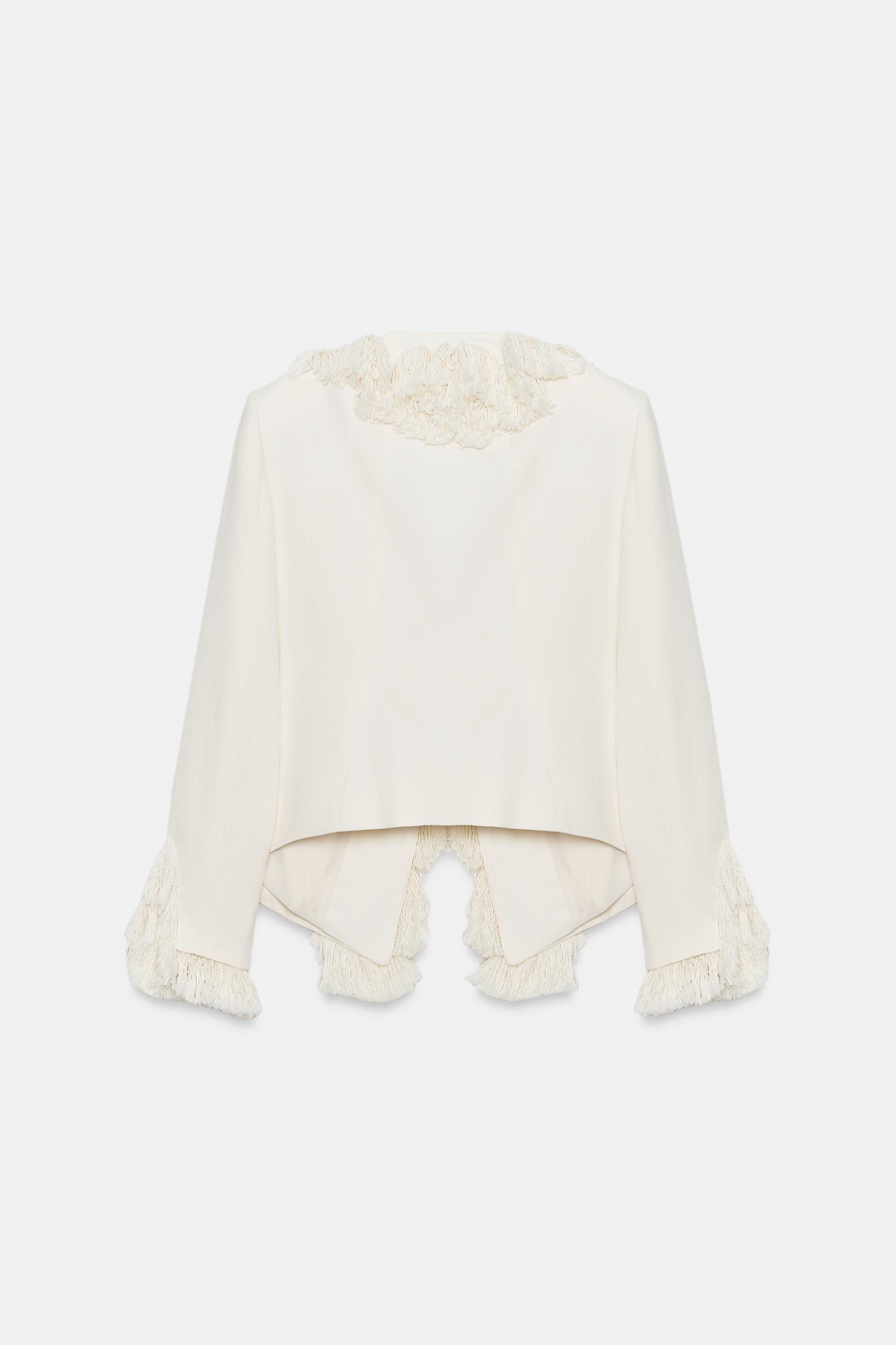Женские куртки Zara LINEN BLEND FRINGE JACKET ZW COLLECTION — фото 7