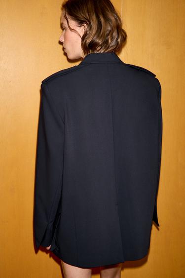 VESTE OVERSIZE MAXI POCHES - Bleu marine foncé de Zara - Image 4