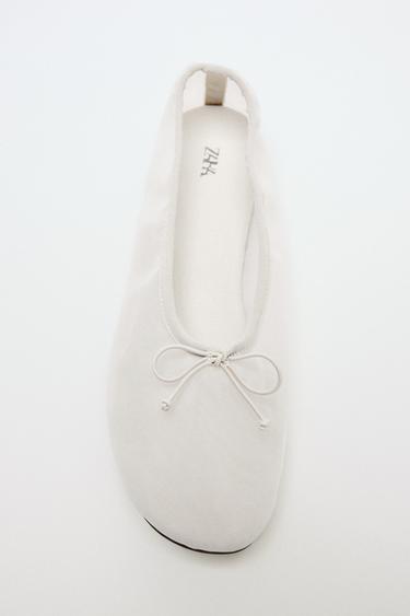 MESH BALLET FLATS WITH BOW - white by Zara