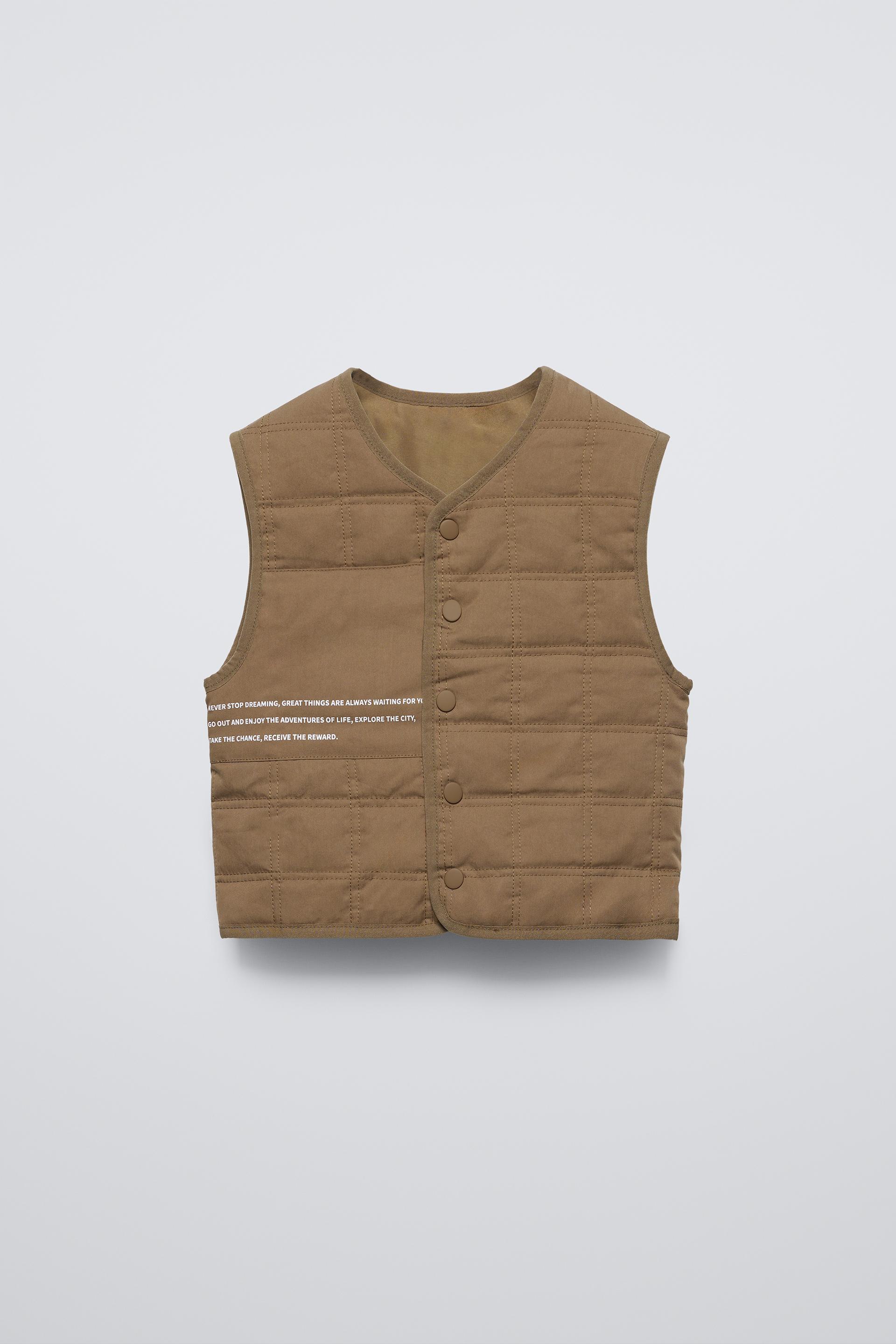 ZARA LONG GINGHAM purchases VEST SAND / BLACK