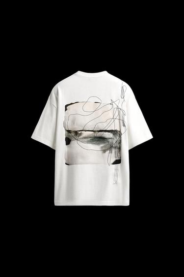 Zara EMBROIDERED PHOTO PRINT T-SHIRT - White
