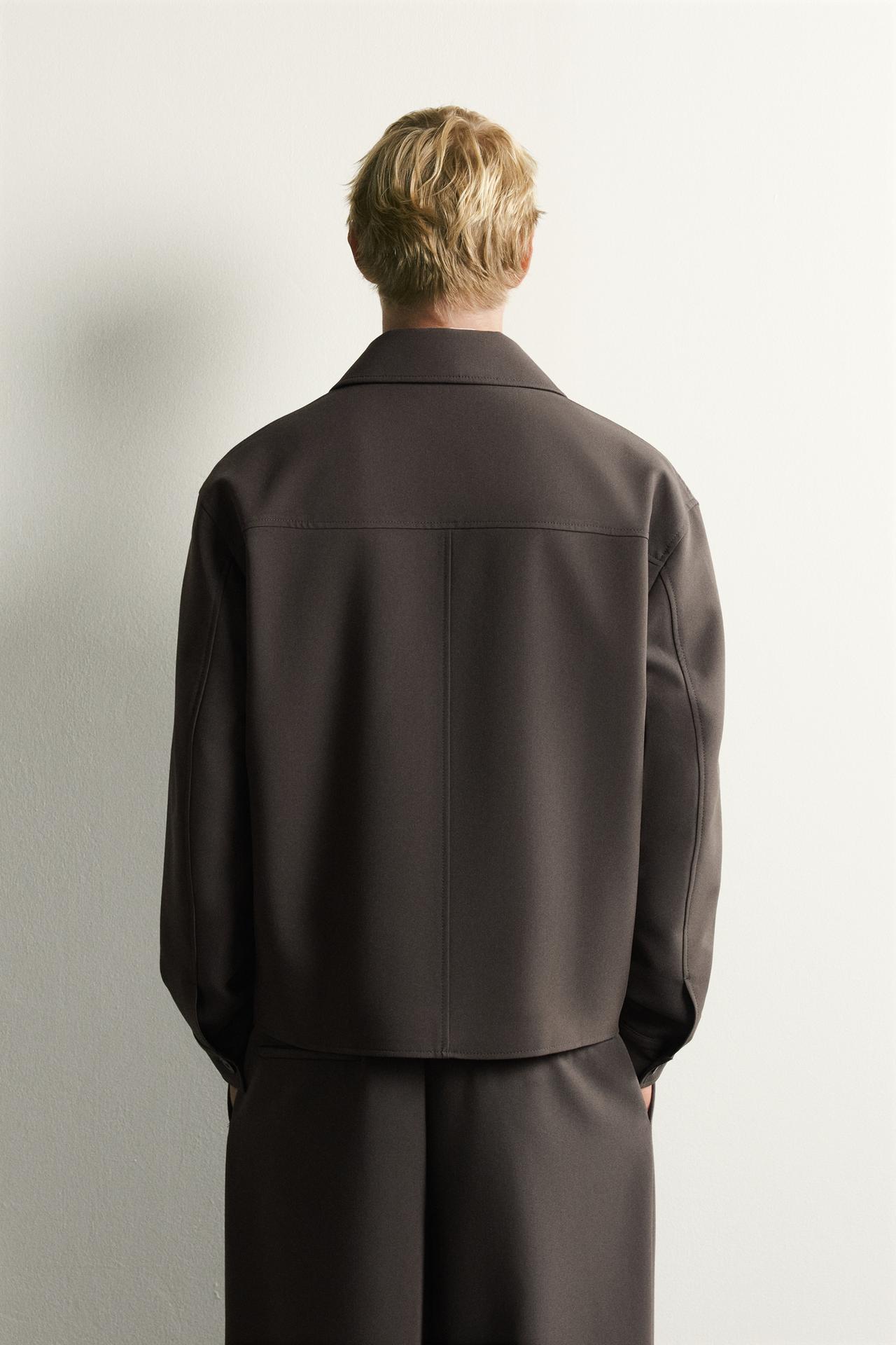 BOXY FIT OVERSHIRT — Brown / Taupe