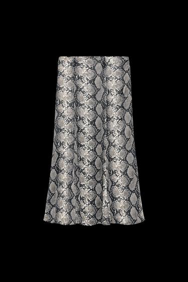 FALDA MIDI SATINADA ESTAMPADO ANIMAL - Serpiente de Zara - Imagen 0