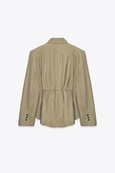 BLAZER ÉPAULETTES CEINTURE FINE - Kaki foncé de Zara - Image 6