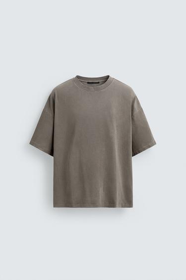 BASIC WASHED T-SHIRT - Grey by Zara