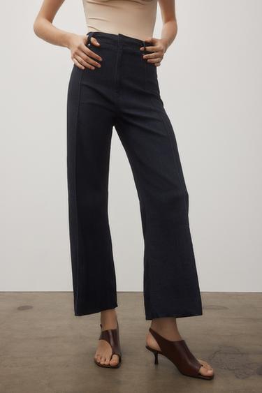 Zara ZW COLLECTION HIGH WAIST WIDE LEG JEANS - Blue
