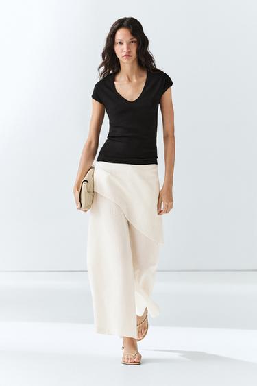 Zara V-neck T-shirt - Black - Image 0