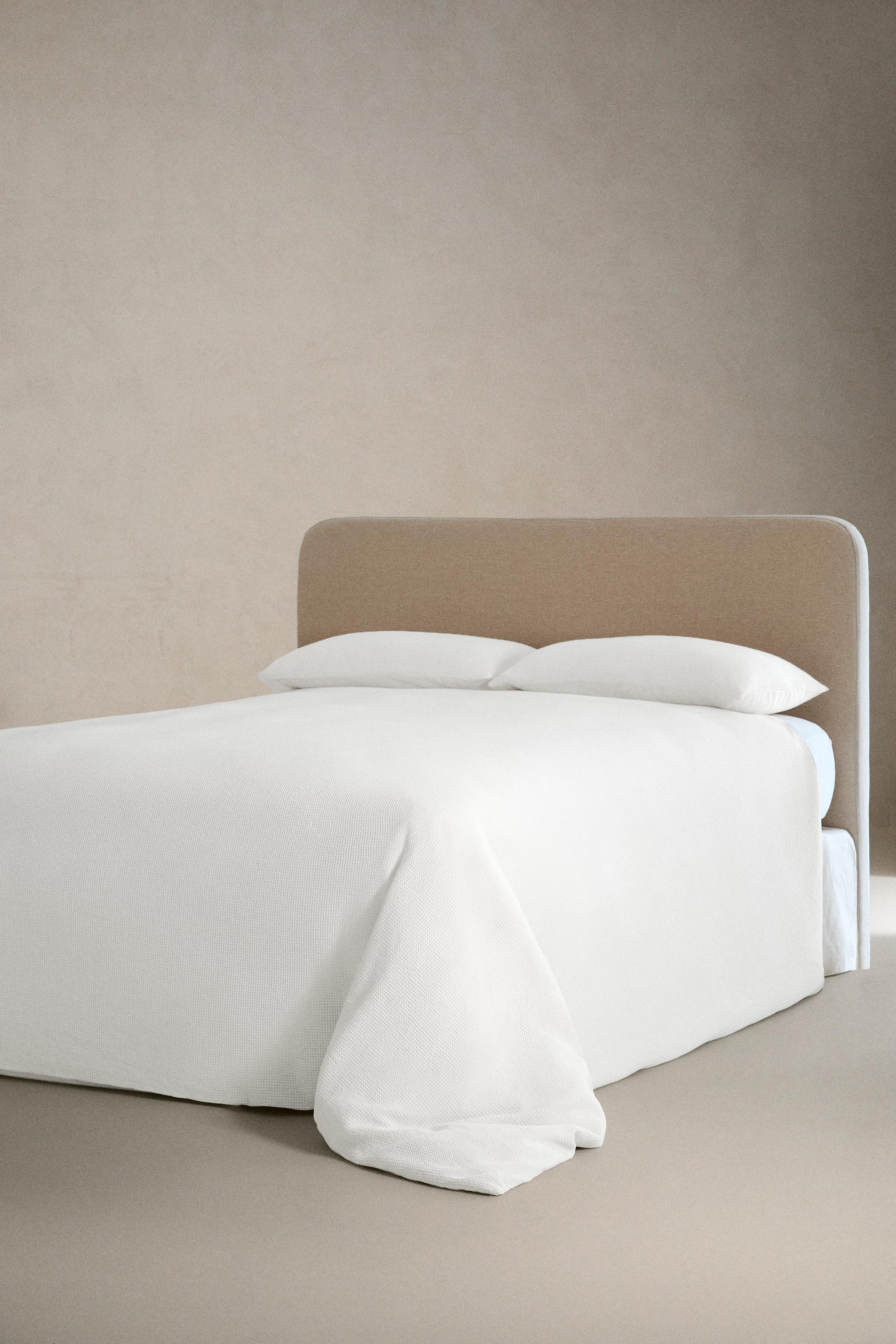 MINI WAFFLE COTTON DUVET COVER — White