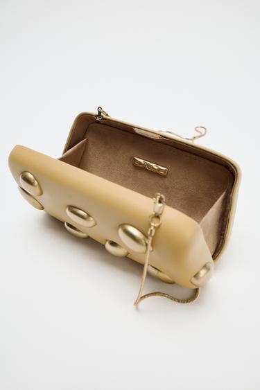CLUTCH WITH METAL APPLIQUÉS - Mustard by Zara - Image 4
