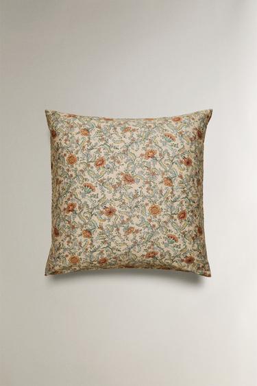 FLORAL PRINT SATEEN PILLOWCASE (300 THREAD COUNT) - Light beige by Zara - Image 2