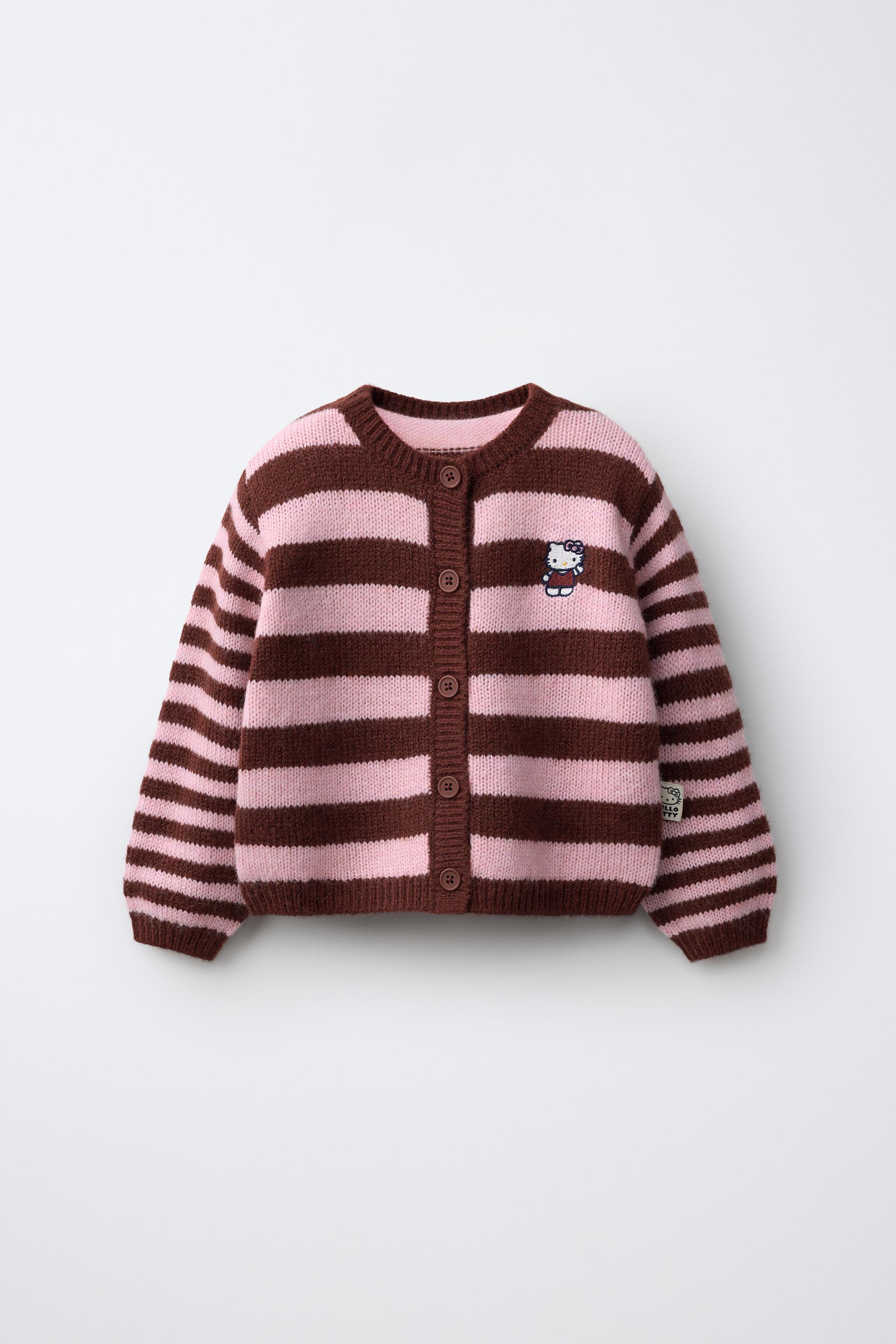 HELLO KITTY © SANRIO STRIPED CARDIGAN - Burgundy | ZARA United States