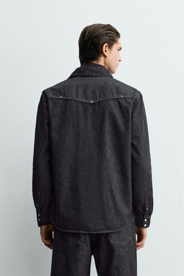 CHEMISE EN DENIM WESTERN À CLOUS - Indigo de Zara - Image 2