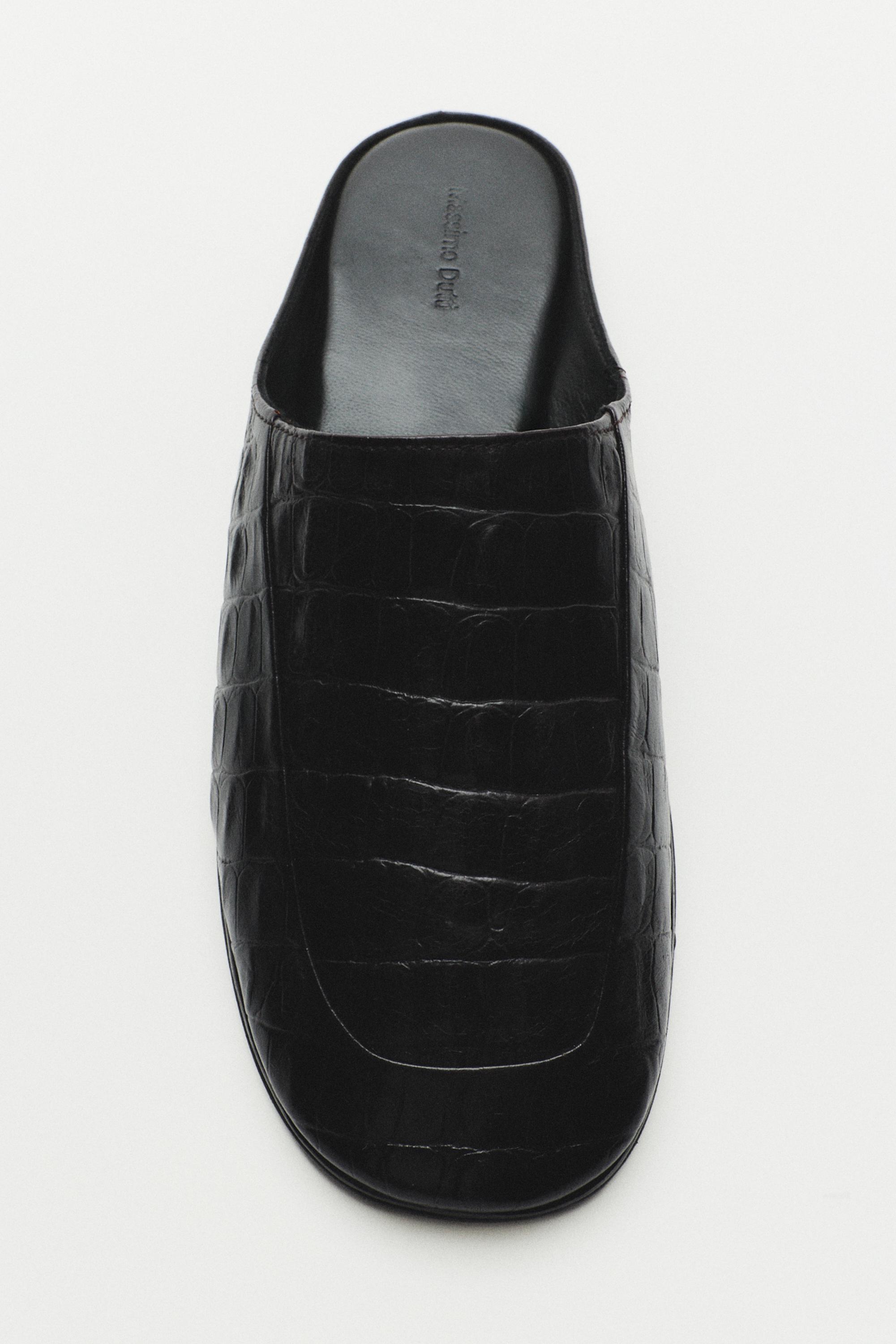 Mock croc leather mules — Brown
