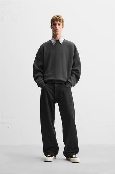 SUDADERA CREWNECK LAVADA - Negro de Zara - Imagen 0