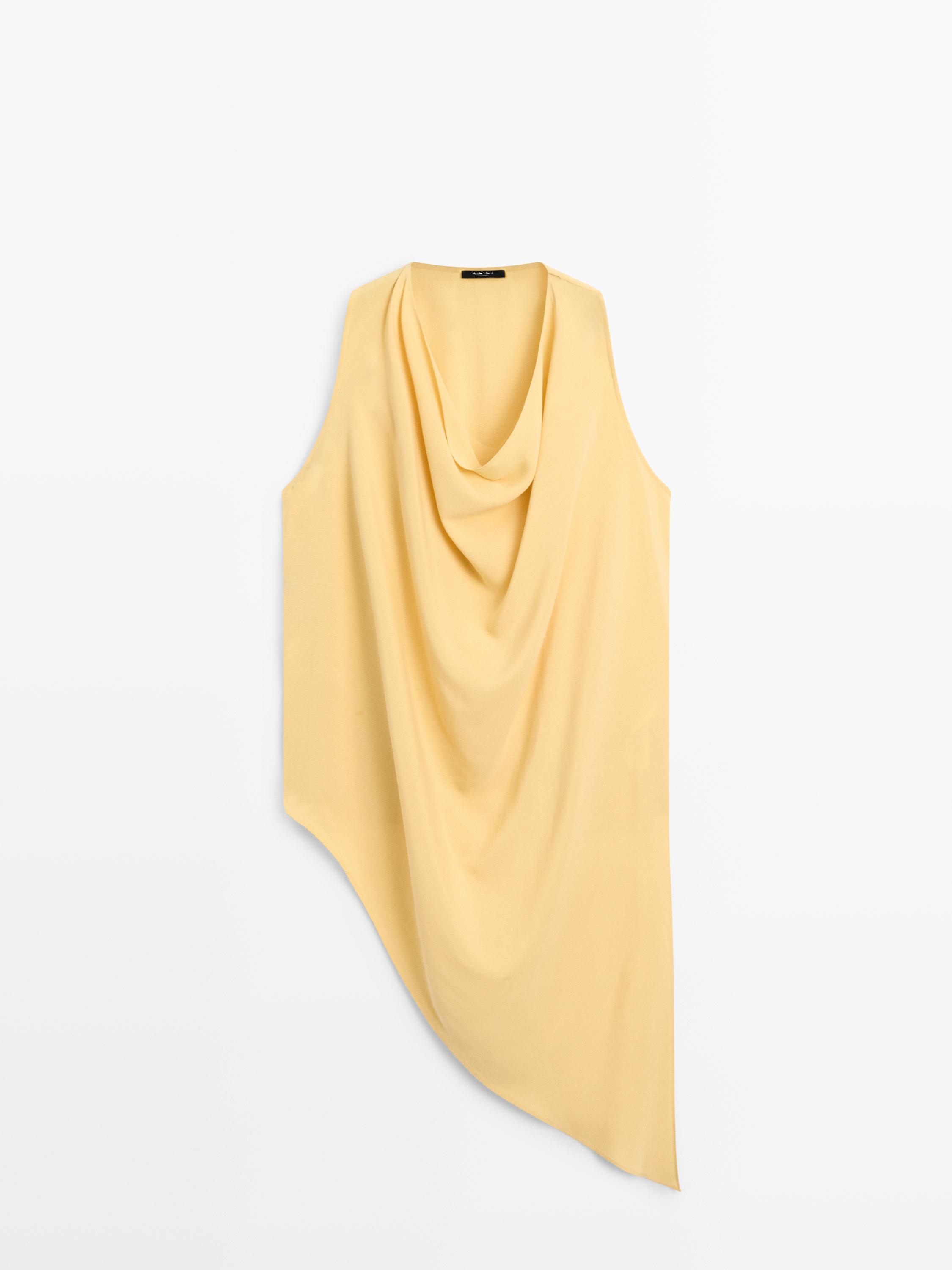 Long flowing asymmetric top — Light yellow