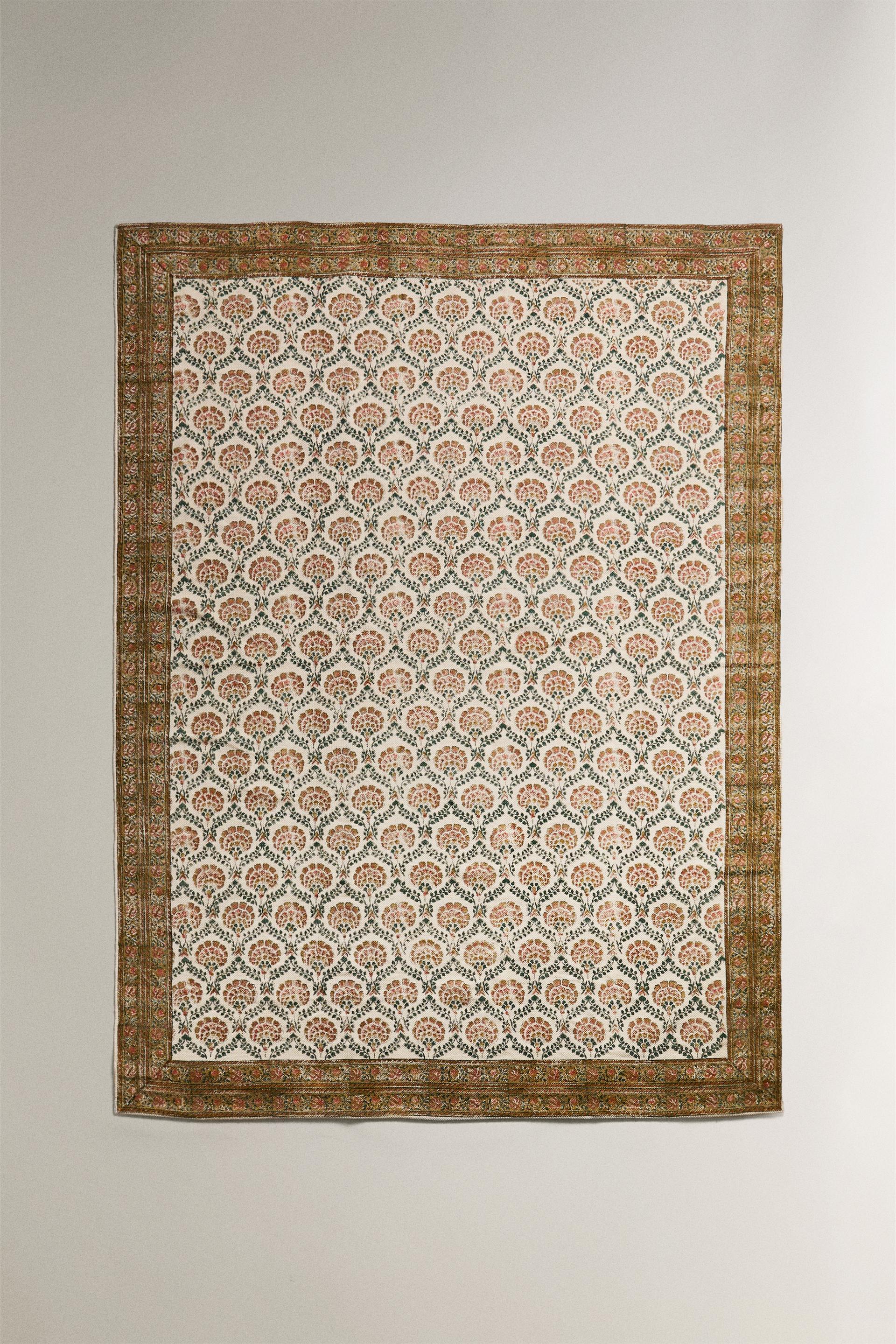 BLOCK PRINT AREA RUG - Ocher | ZARA United States