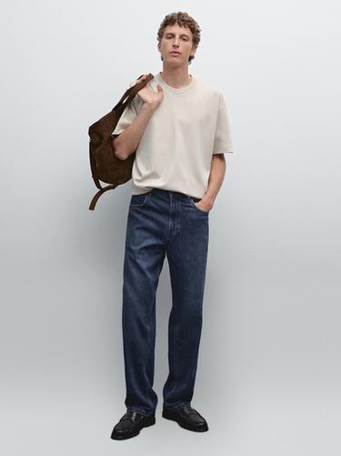 Zara 100% cotton medium weight T-shirt - Light sand