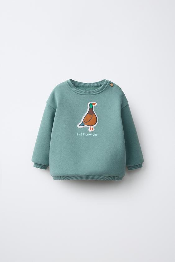 DUCK PATCH SWEATSHIRT - Sea green by Zara - Image 0
