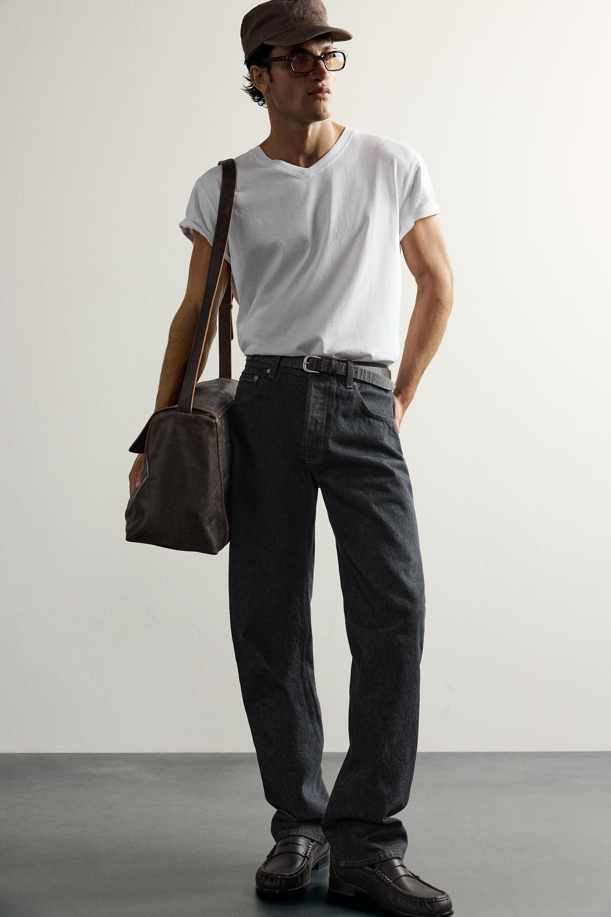 Zara RELAXED FIT V YAKA T-SHIRT görsel 5