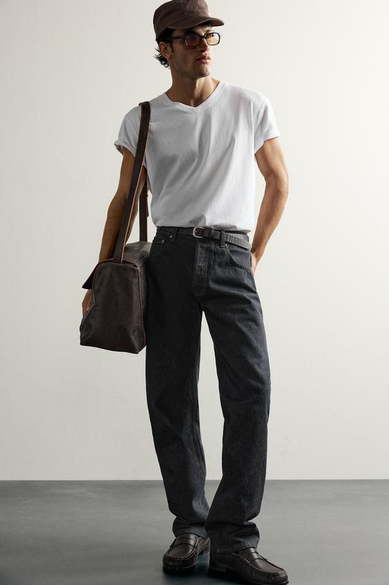T-SHIRT COUPE RELAXED COL EN V - Blanc de Zara - Image 4