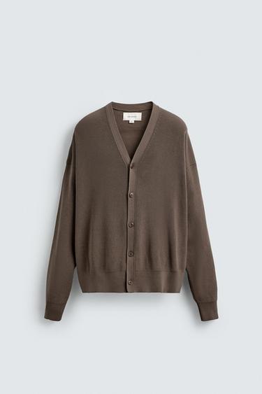 Zara REGULAR FIT COTTON CARDIGAN - Earth
