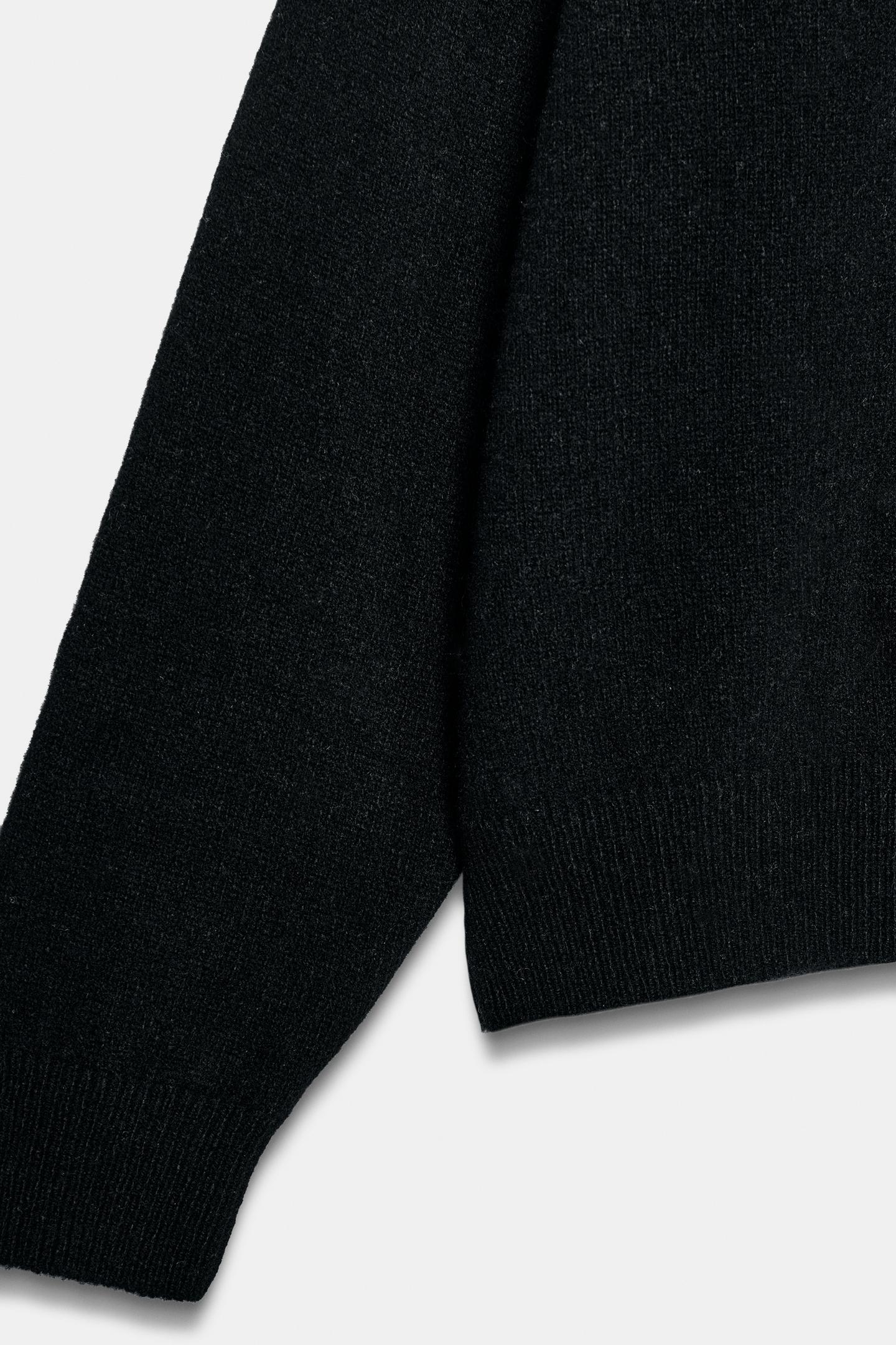 Женский свитер Zara Wool Cashmere V-NECK Jumper, цвет: Чёрный — фото 5