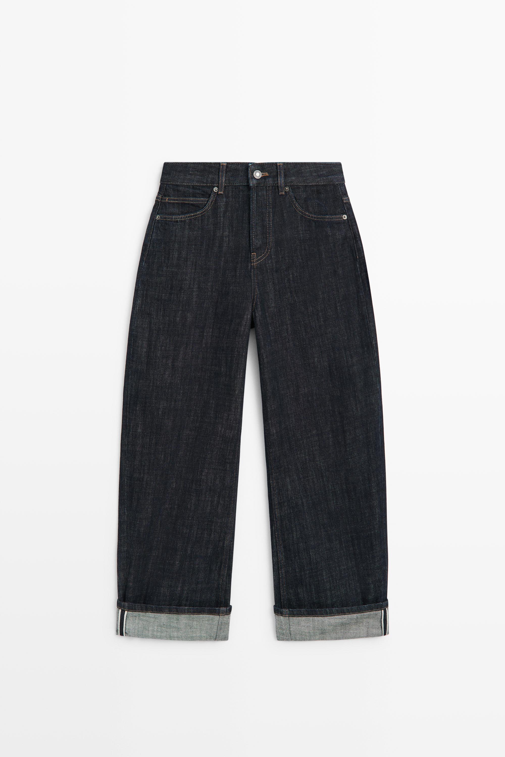 High-waist barrel fit jeans with turn-up hem