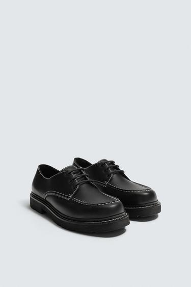 STITCHED LEATHER SHOES - Black by Zara