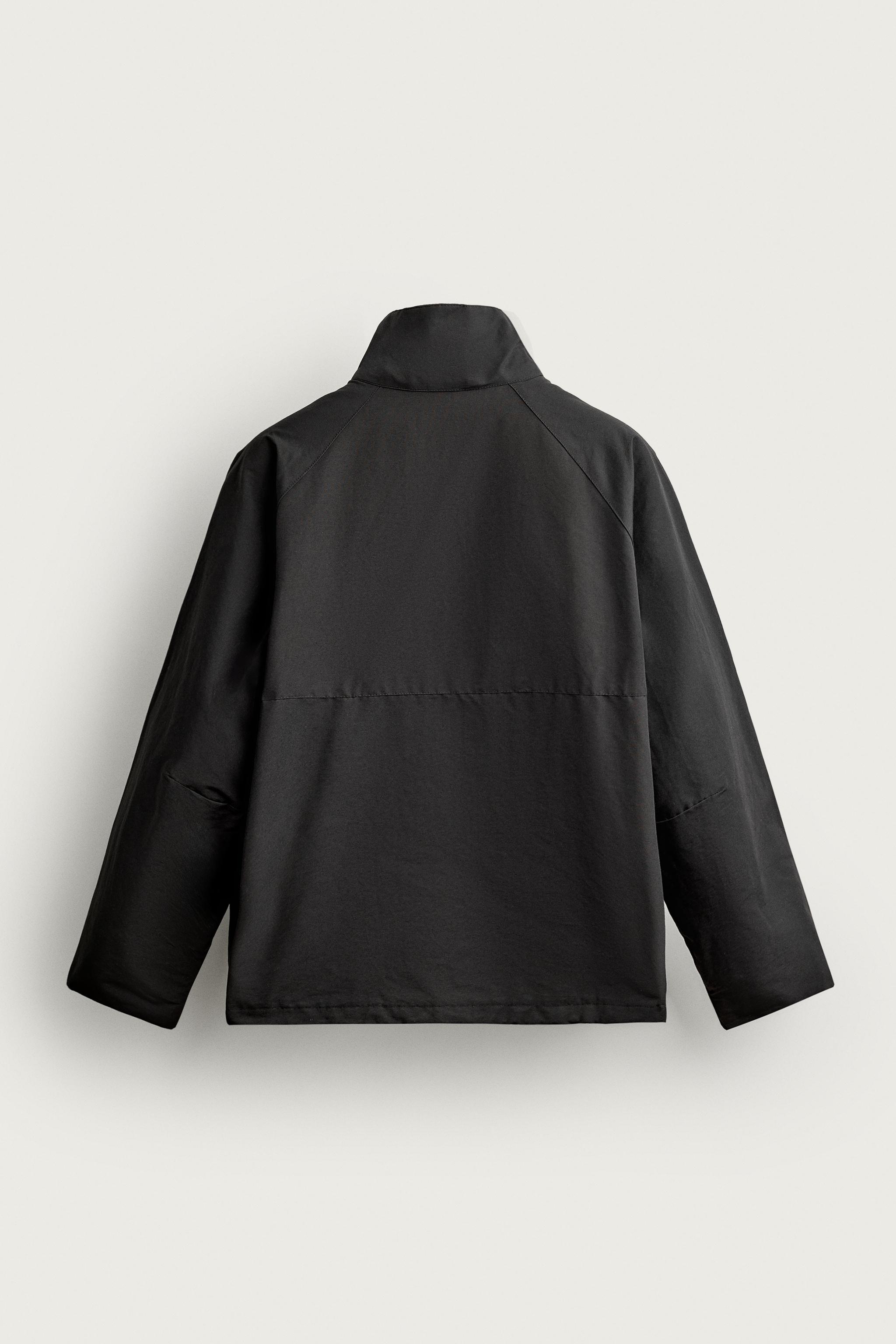WATER-REPELLENT CONTRAST TECHNICAL JACKET — Black