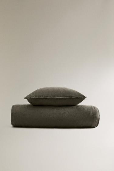 WASHED-EFFECT LINEN QUILT - Charcoal by Zara