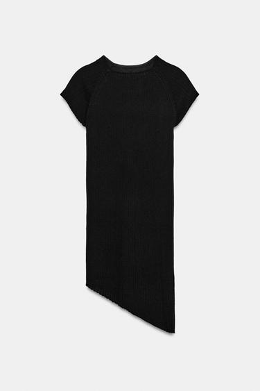 ASYMMETRIC RIB KNIT TOP - Black by Zara - Image 4