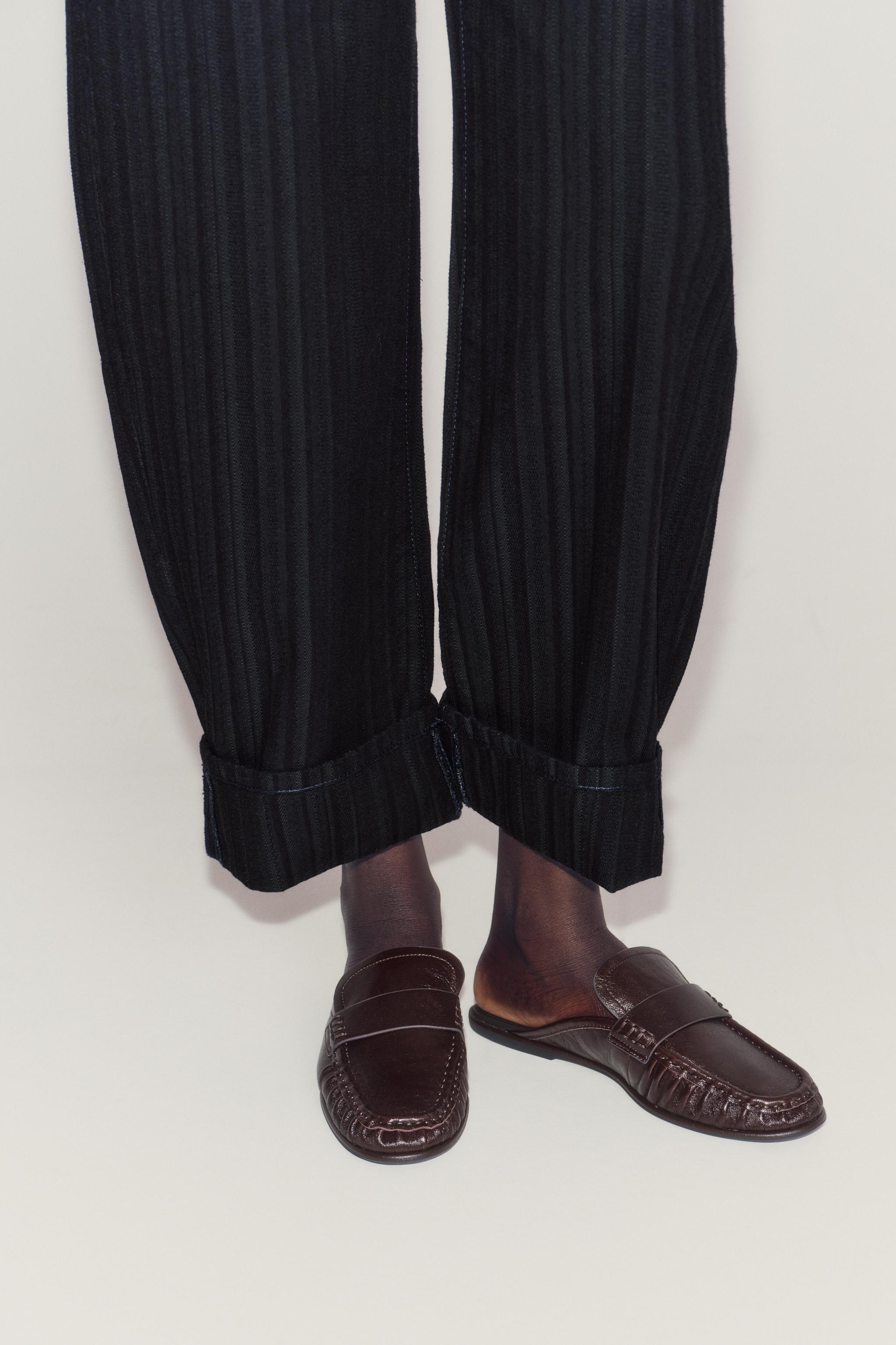LEATHER SLINGBACK LOAFERS — Burgundy Red