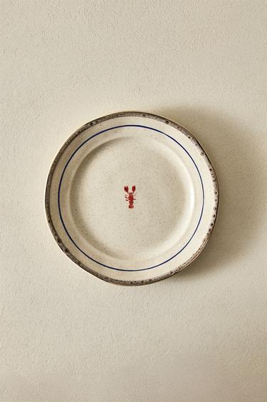 STONEWARE FISH DESSERT PLATE - White / Red by Zara - Image 5