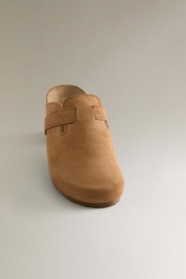 LEATHER CLOGS WITH STRAP - Brown by Zara - Image 4