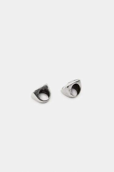 2-PACK OF RECTANGULAR MAXI RINGS - Silver by Zara - Image 4