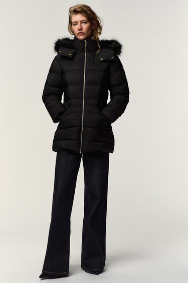WATER-REPELLENT WINDPROOF HOODED DOWN PUFFER JACKET - Black by Zara