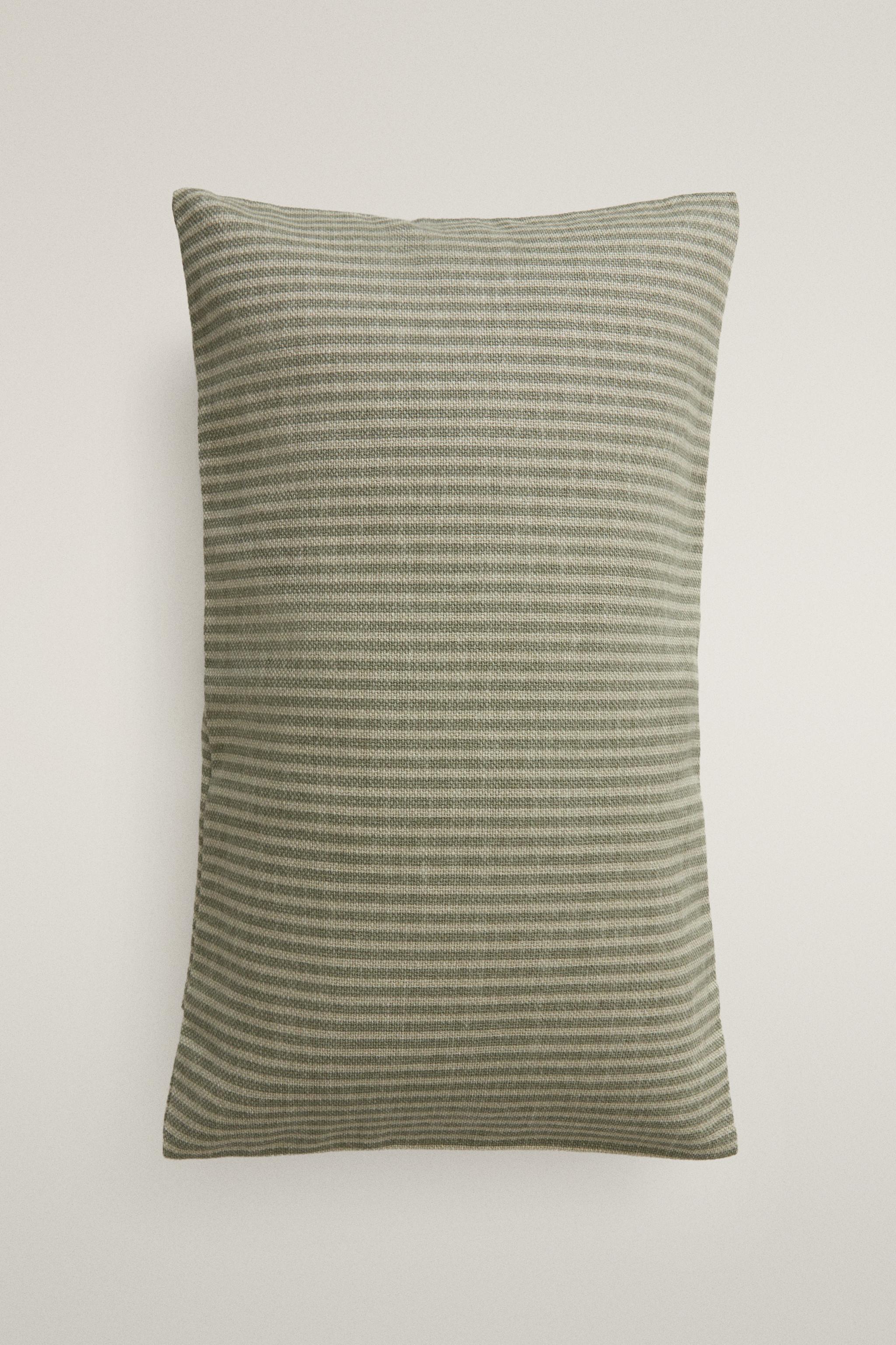 STRIPED COTTON THROW PILLOW COVER