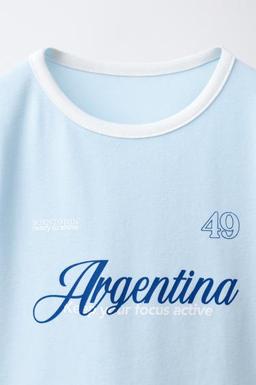 T-SHIRT IMPRIMÉ ARGENTINE - Bleu de Zara - Image 2