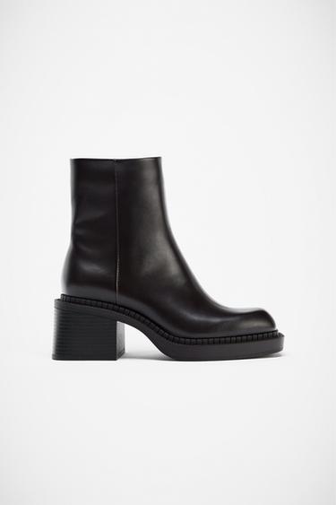 BLOCK HEEL ANKLE BOOTS - Brown by Zara