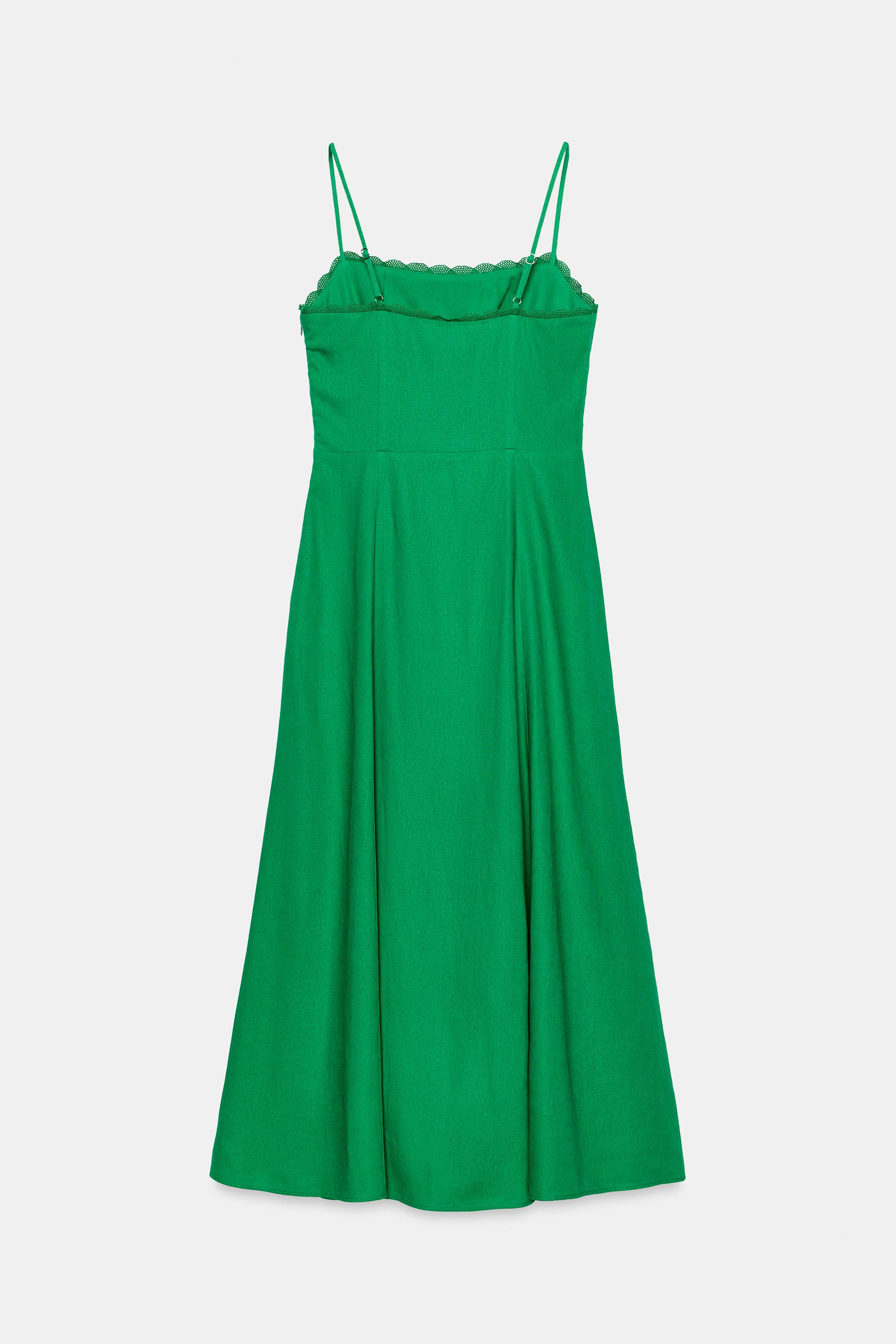 Женские платья Zara LINEN STRAPPY MIDI DRESS — фото 6