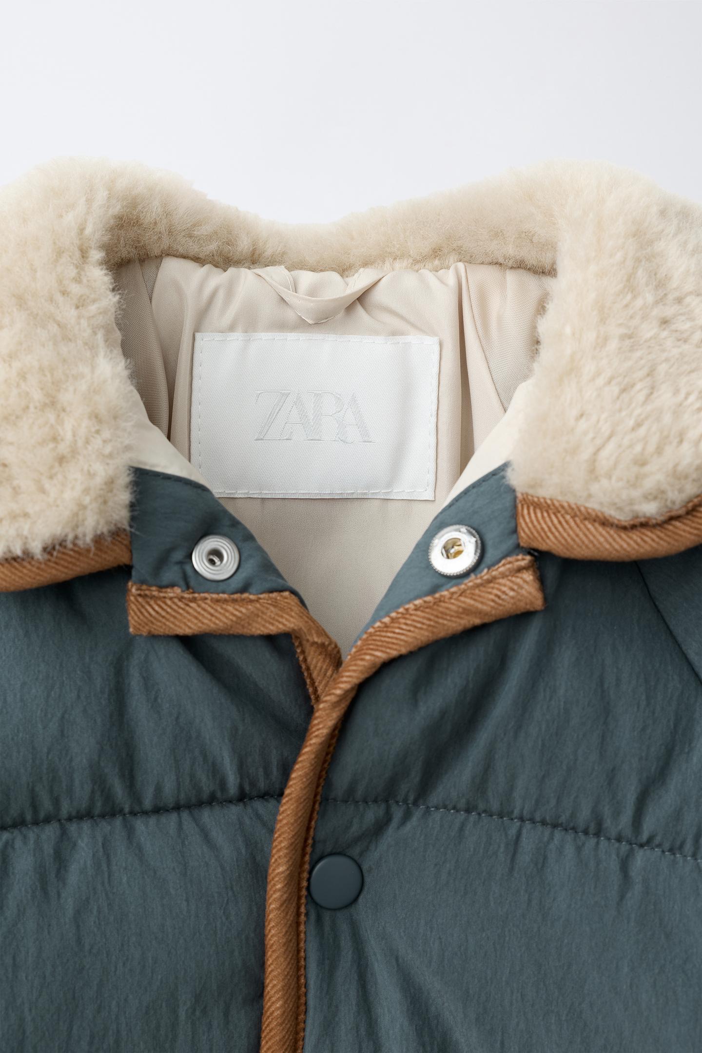 Детская куртка Zara Fur-Effect Collar, цвет: Синий — фото 3