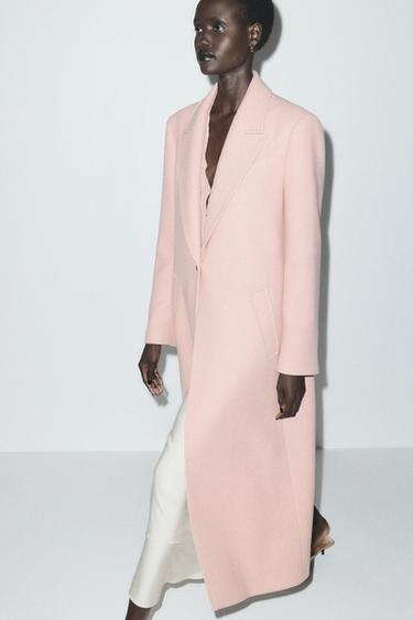 ABRIGO RECTO MEZCLA LANA - Rosa palo de Zara