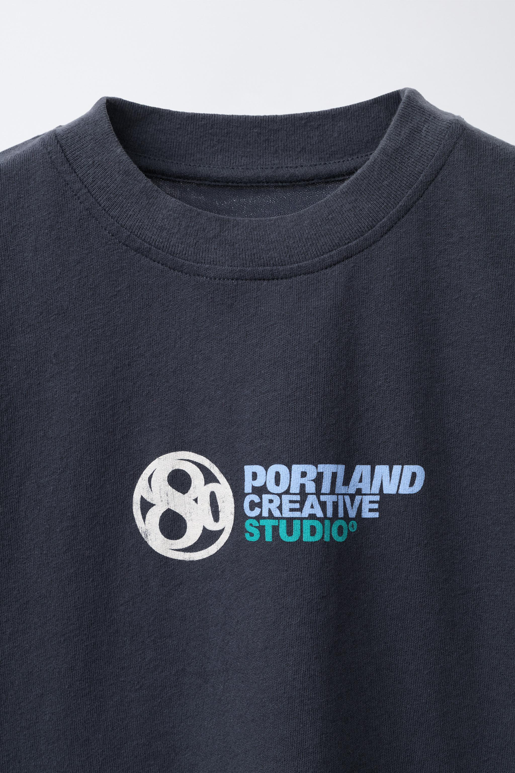 RAISED TEXT T-SHIRT - Blue | ZARA United States