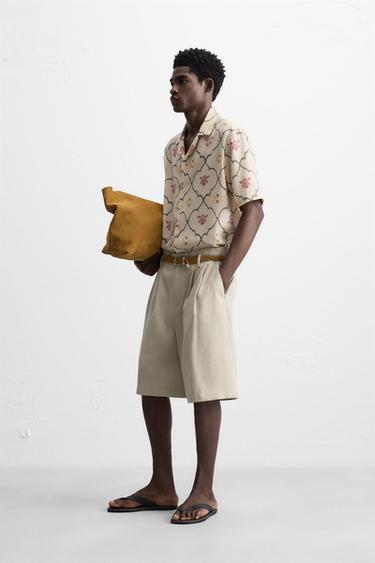 CHEMISE À IMPRIMÉ LOSANGES - Beige de Zara - Image 3