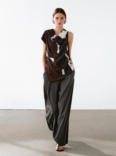 Top color block detalle tejido - Chocolate de Zara - Imagen 0
