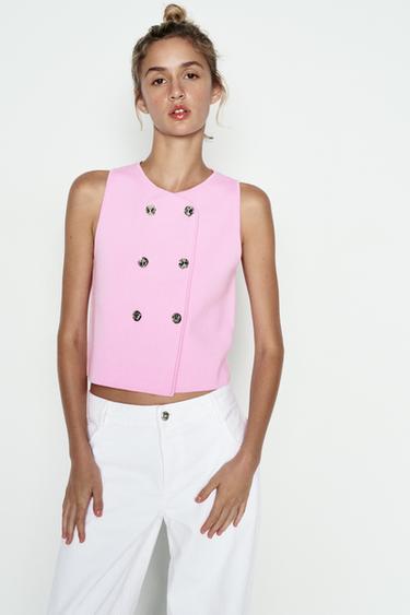 TOP CORTO PUNTO LISO - Rosa de Zara